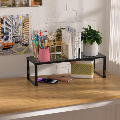 Heavy Duty Adjustable Metal Shelf Organizer (2 Packs/Black / L:10.2"D x 16.5"W x 8.2"H)