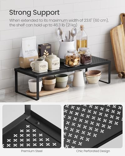 Spice Rack Expandable Kitchen Countertop Shelf (Matte Black / Set of 1)