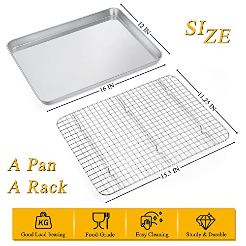 16 Inch Cookie Baking Sheet Pan with Wire Rack (16 Inch)