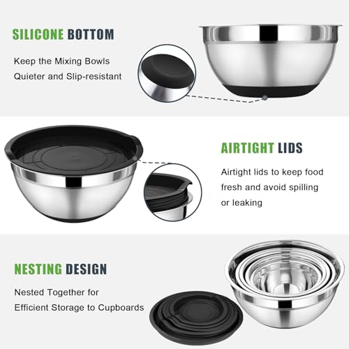 Mixing Bowls with Lid Set (Black)