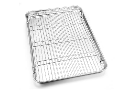 20x14 Inches XL Stainless Steel Baking Sheet with Wire Cooling Rack (20x14x1.2)