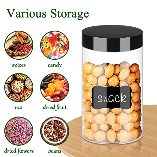 Plastic Jars with Lids 6OZ 42PCS Small Empty Slime Cosmetics Containers Clear Gift Food Jars Round PET Cream Jars with Black Lids Pen Labels for Kitchen Storage Spices Dry Food Body Butter (6OZ,42PCS)