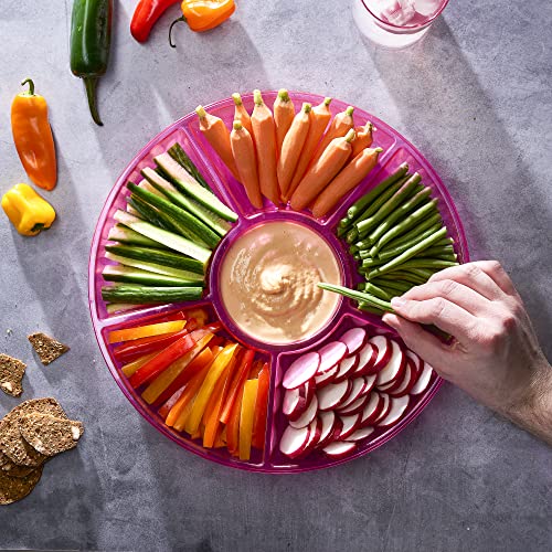 6 Sectional Round Plastic Serving Tray (Pink)