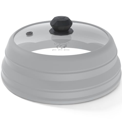 Silicone Microwave Splatter Cover Collapsible for Food Plate Bowl 9.8 inch (grey / 9.8 inch)