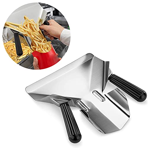 Stainless Steel Dual Handle French Fry Bagger Scoop Chip Popcorn Bagger Ice Candy Snacks Desserts Scooper with Removable Right Handle (Right and Left Handle)