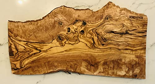 18" ORCHARD HARDWOODS Rustic Handmade Bark Edge Olive Wood Cheese Board (18"L x 7"W)