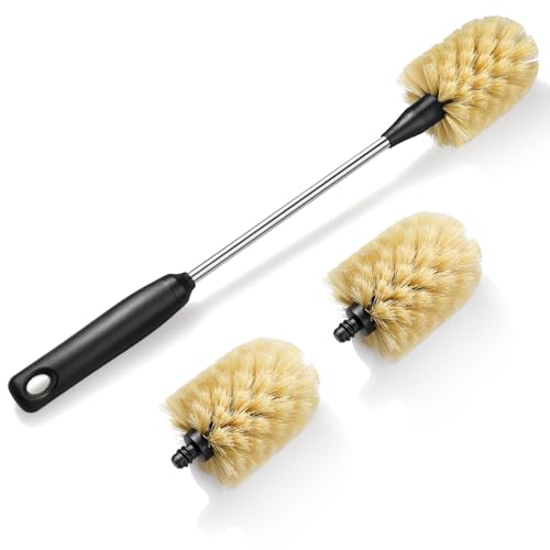Bottle Cleaning Brush with 2 Replaceable Heads (Yellow / 15 Inch ( Pack of 1))