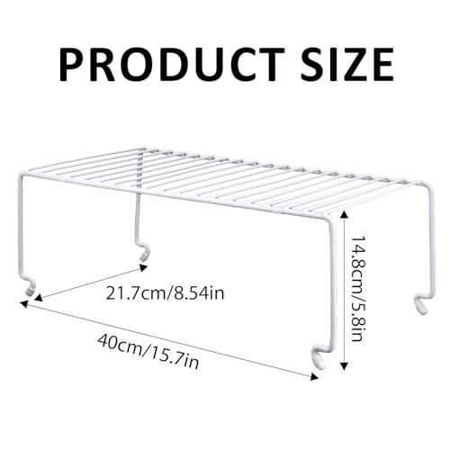 6-Pack Large (15.7x8.54inch) Multi-Level Organizer Rack, Kitchen Shelves for Spice Organization for Cabinet, Pantry Organizers and Storage, Wire Extra Shelf, Desk Organizer, Stackable, White (6-Pack / Large Stackable)