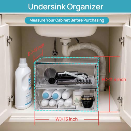 6 Pack Large Clear Stackable Storage Drawers for Closet (Clear / XLarge)