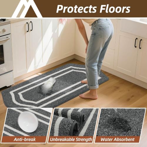 Long Kitchen Floor Mats and Rugs Non Slip Washable (Dark Grey / 24"x 79 ")