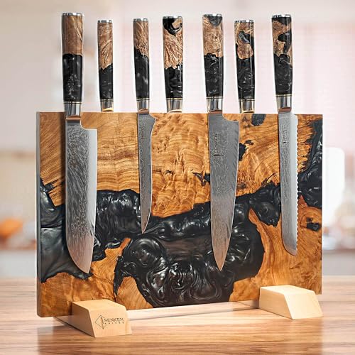 SENKEN "Black Tsunami" Extra Large Magnetic Knife Block ("Black Tsunami" Black Resin Blend)