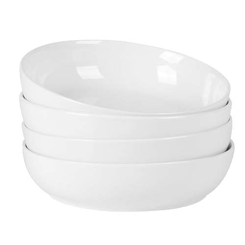 Zen Buffet 4 Piece 41oz Salad Bowls Porcelain Ceramic Chip and Scratch Resistant Pasta Bowl (White (Zen Buffet) / 41oz Salad Bowl (Set of 4))