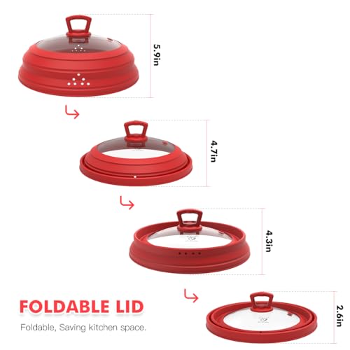 Collapsible Silicone Microwave Splatter Cover for Food Plate Bowl 10.8 inch (Red (Regular style) / 10.8 inch)