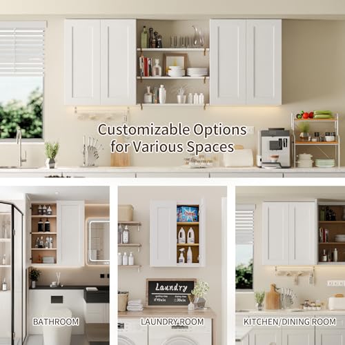 White Shaker Cabinet Wall Mounted (White / 30"W*12"D*15"H)