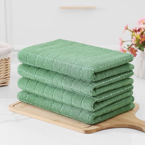 100% Cotton Terry Kitchen Towels (Grass Green / 20 X 28 - 4 Pack)