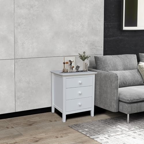 International Concepts Solid Wood Bedroom Nightstand with 3 Drawers in White (White)