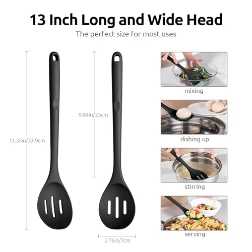 Silicone Slotted Spoon ((2) Black)