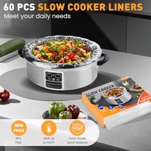 60 Pack Slow Cooker Liners (13"x 21")