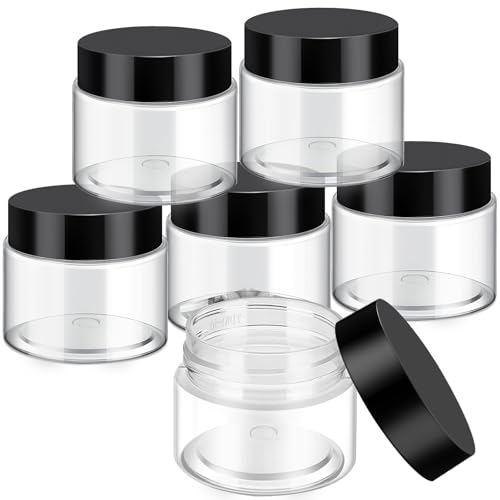 6 Pack 32 oz Plastic Jars Containers with Lids Wide (Black / 32 oz)