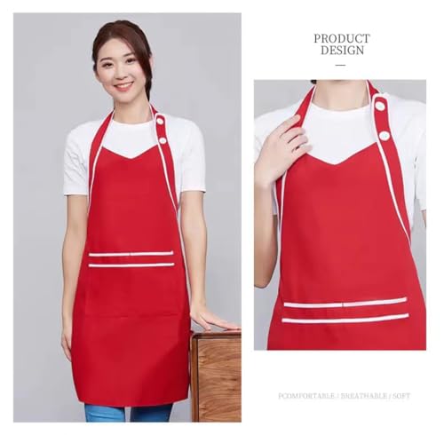 Personalized Custom Aprons Custom Adjustable Kitchen Cooking Aprons Hair Stylist Cafe Work Aprons For Men And Women (Red1)