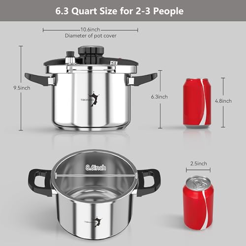 6.3 QT Stainless Steel Pressure Cooker (6.3 Quarts)