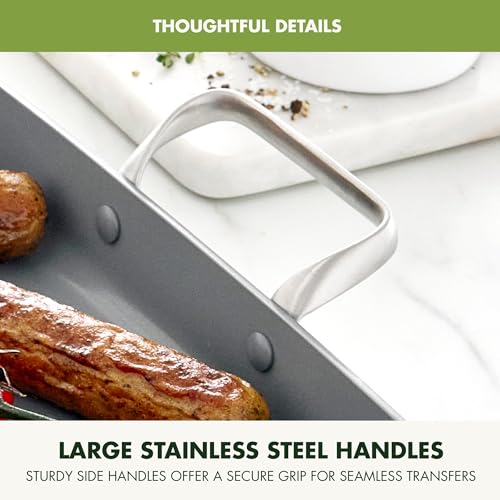 Valencia Pro 18" x 11" Ceramic Nonstick Double Burner Griddle Pan (18" x 11" Double Burner Griddle Pan / Gray)