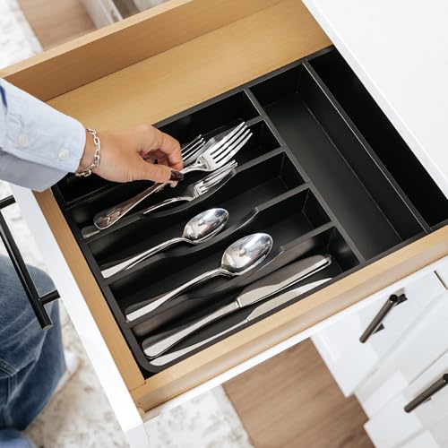 Silverware & Utensil Organizer (Black Bamboo)