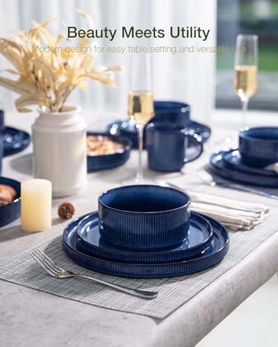 Star Stoneware Dinnerware Sets with Pasta Bowls (Nebulas Blue)