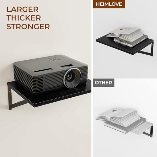 16W x 12D Deep Floating Shelves Set of 3 Black (Black With Black Metal Bracket / 16Wx12Dx5.8H)