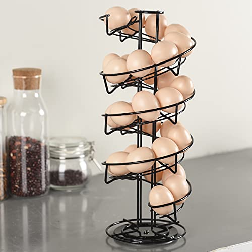 Spiral Design Metal Egg Skelter Dispenser Rack (Black)