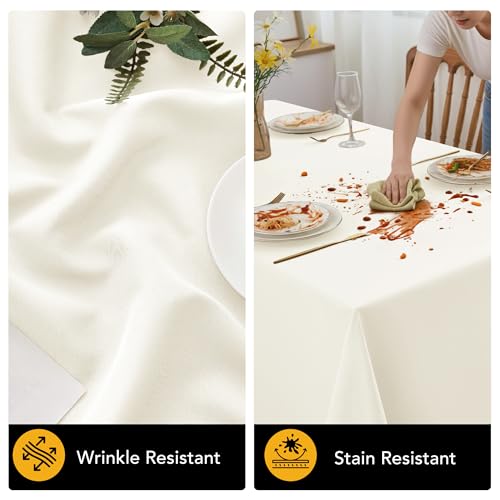 10 Pack Ivory Tablecloths for Rectangle Tables (Ivory / 60x102 In, 10 Pack)