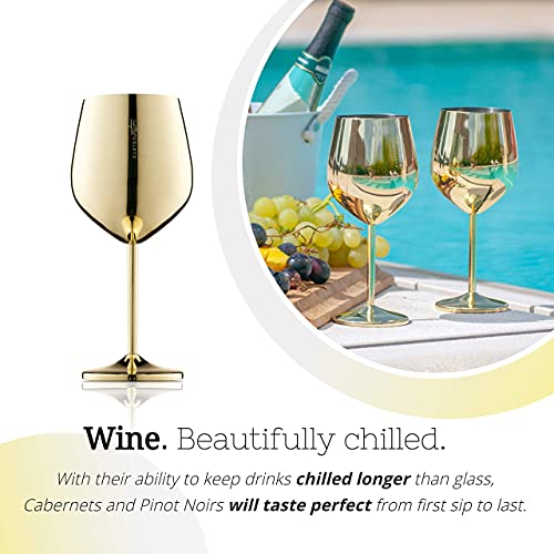 Stainless Steel Wine Glass (Set of 2 / Gold)