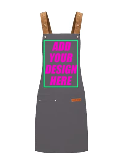 Personalized Custom Aprons Custom Adjustable Kitchen Cooking Aprons Hair Stylist Cafe Work Aprons For Men And Women (Grey Color)
