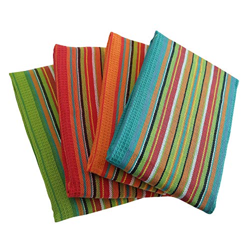 Salsa Stripe Kitchen Dish Towels (Set of 12 (16x28 inches) / Multi Salsa)