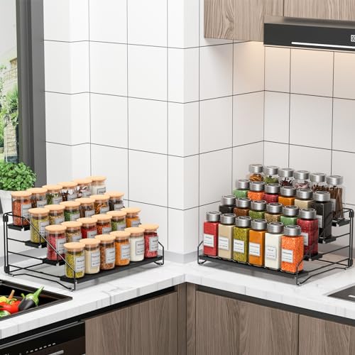 4 Tier Spice Rack Organizer for Cabinet (Black / 1Pack)