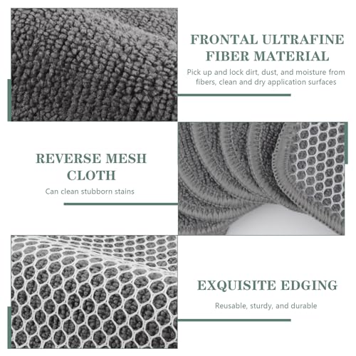 Dish Cloth for Washing Dishes Kitchen Washcloth Cleaning Cloth (Grey / 7.87inchx7.87inch 10pack)