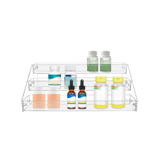 3 Tier Clear Acrylic Spice Rack Organizer for Cabinet Countertop (3 Tier - inner width 1.93'')