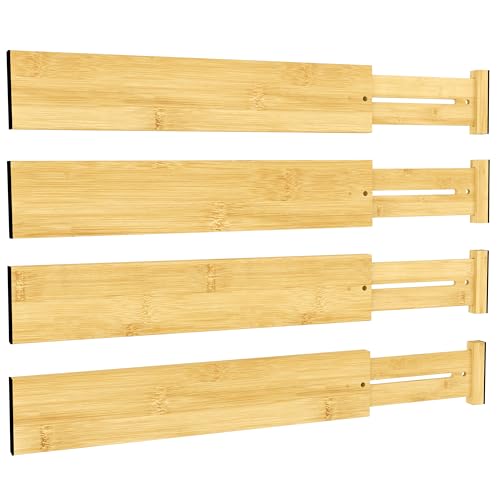 Bamboo Expandable Drawer Dividers (Natural / 3''H, 16.65''-22''L)