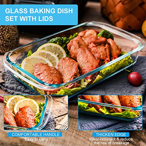 8 Pieces Glass Baking Dish with Lids (Gray)