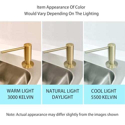 Brushed Gold Brass Built in Dish Soap Dispenser with 17 OZ Bottle (Brushed Gold)