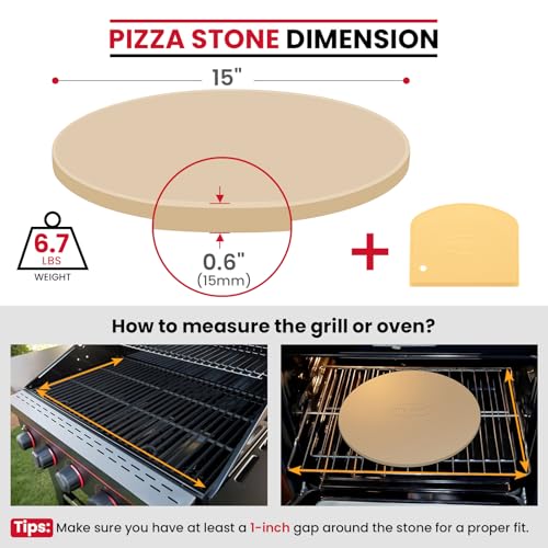 15" Round Pizza Stone for Oven and Grill (15" Round)