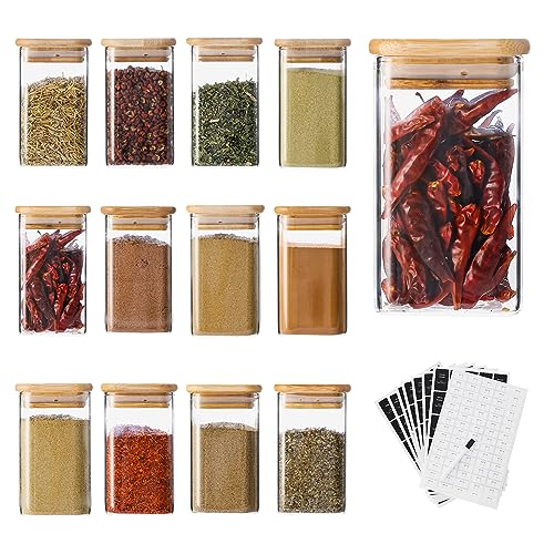 12Pcs 9oz Spice Jars Glass Container with 275 Labels