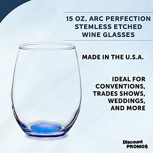Stemless Wine Glasses in Bulk by ARC Perfection (Blank – Blue / 10 Count (Pack of 1))