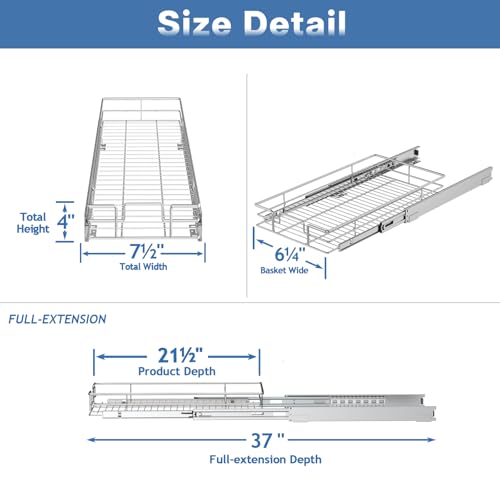 Pull Out Cabinet Organizer (1 Tier / 7½"W x 21½"D)