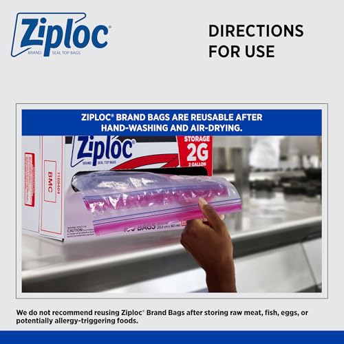 Ziploc Brand Food Storage 2 Gallon Bags (8 Quarts)
