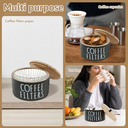 Wooden Coffee Filter Holder & Storage Organizer (black)