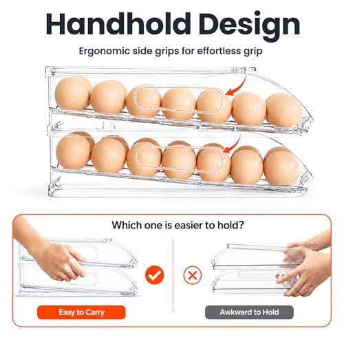 18 Egg Holder for Fridge with Silicone Bumpers (1 Tier Holder 18 Eggs(L SIZE))