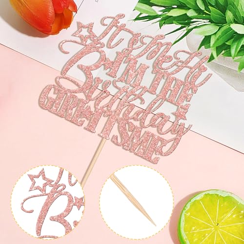 1 PCS It's Me Hi I'm the Birthday Girl It's Me Cake Topper Glitter Music Singer Cake Pick for Funny Hip Hop Singer Girls Birthday Party Cake Decorations Supplies Rose Gold (Design 1 Rose Gold)