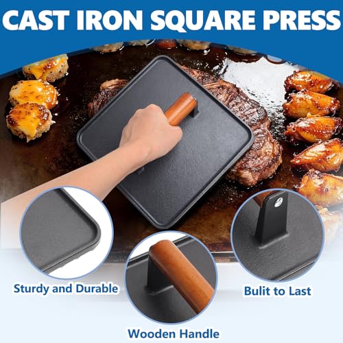 Griddle Basting Cover Dome & Square Burger Press for Blackstone Accessories (14InDome+10In Press)