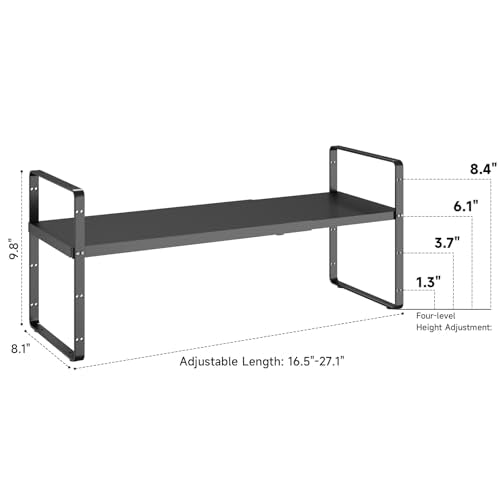 16.5~27.1" Expandable Shelf (Black / 1Pcs // 8''W)